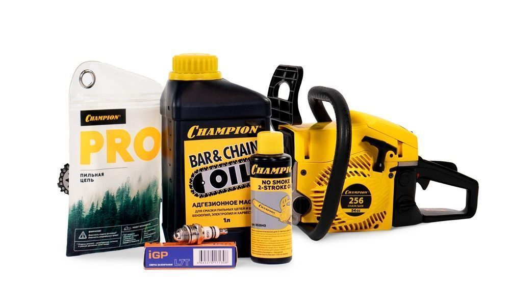Бензиновая цепная пила CHAMPION A256-15 + АКЦИЯ - подарок