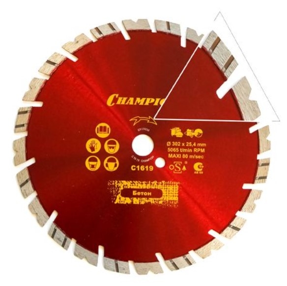 Диск алмазный универсальный CHAMPION ST 300/25,4/14 Fast Gripper (бетон, кирпич, тротуар.плитка)